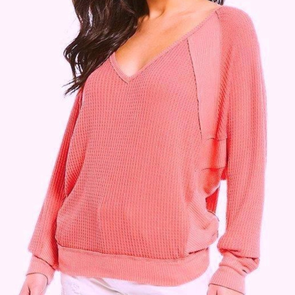 We The Free Prairie Rose Santa Clara V-Neck Thermal Top Small